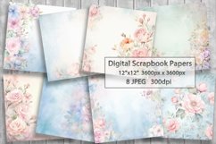 Watercolor Floral Backgrounds. Digital Scrapbooking Papers Product Image 1