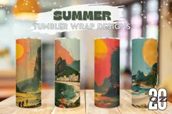 Summer Tumbler Sublimation, Sunset Tumbler Wrap Designs Product Image 1