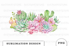 Watercolor Cactus and Succulents sublimation PNG Product Image 1