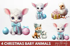 Christmas Baby Animals Clipart PNG Product Image 1