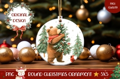Cartoon Christmas Bear Ornament, Winter Forest Ornament PNG Product Image 1