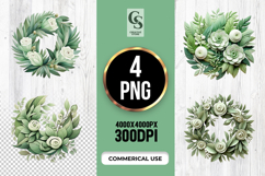 Green Leaf Floral Wreath Clipart Sublimation PNG Product Image 1