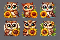 Cute Owl & Sunflowers. Sublimation design PNG Product Image 3