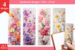 Printable Floral bookmark PNG, Spring bookmark flowers Product Image 1