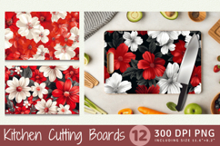 Red &amp; White Flowers Cutting Boards sublimation Designs Product Image 1