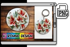 3D Floral Sublimation Circle &amp; Keychain Product Image 1