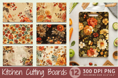Vintage Fall Flowers Cutting Boards sublimation Designs Product Image 1