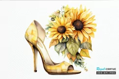 Sunflower High Heel Watercolor PNG Clipart Product Image 1