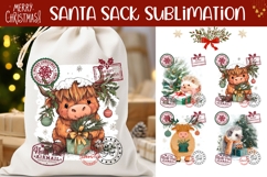 Cartoon Christmas Cow Santa Sack, Christmas Santa Sack Print Product Image 1