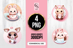 Cute Bunny With Coffee Cup Clipart Sublimation PNG Product Image 1