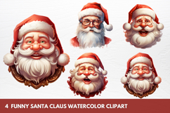 Funny Santa Claus Watercolor Clipart Product Image 1