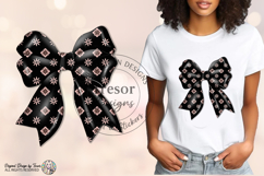 Black Floral Bow PNG Chic Fashion Ribbon Elegant Design PNG Product Image 3