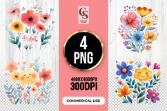 Cute Daisy Watercolor Clipart Sublimation PNG Product Image 1
