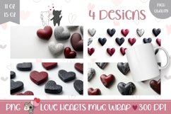 3D Love Hearts Mug Wrap Designs, Valentine Mug Sublimation Product Image 1