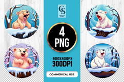 Cute Bear In Snow Clipart Sublimation PNG Product Image 1