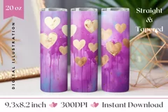 Love Hearts Tumbler Sublimation, Valentine's Day Sublimation Product Image 1