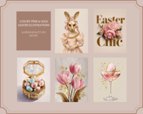 Luxury Pink &amp; Gold Easter Illustrations Product Image 2