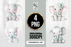 Cute Baby Elephant Illustration Clipart Sublimation PNG Product Image 1