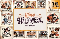 Vintage Halloween Retro PNG Set Product Image 1