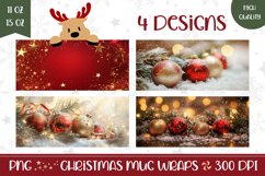Christmas Baubles Mug Design, Christmas Glitter Mug Template Product Image 1