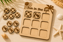 Summer Beach Tic Tac Toe Laser Cut SVG Product Image 1