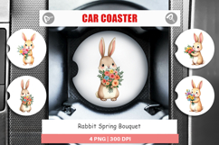 Car Coaster Rabbit Spring Bouquet Product Image 1