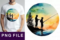 Fathers Day, Dad and Son Fishing Shirt Sublimation Product Image 1
