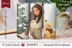 Winter Tumbler Wrap, Christmas Tumbler Sublimation Design Product Image 1