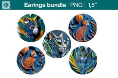 3D Cats earrings sublimation designs, PNG Product Image 2