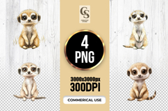 Cute Meerkat Watercolor Clipart Sublimation PNG Product Image 1