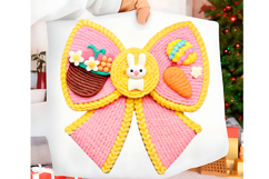 Faux Yarn Crochet Happy Easter PNG Easter Coquette Bow PNG Product Image 2