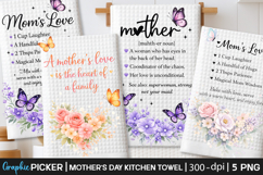 Butterfly Mom Kitchen Towel PNG, Mothers Day Sublimation Product Image 1