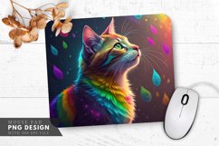 Vibrant Energy Rainbow Cat Mouse Pad PNG Design Product Image 1