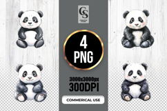 Cute Baby Panda Watercolor Clipart Sublimation PNG Product Image 1