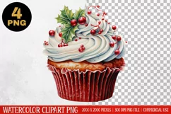 Christmas Cupcake Clipart PNG | Graphics| Christmas Ornament Product Image 1
