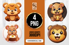 Cute Brown Bear Clipart Sublimation PNG Product Image 1