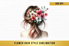 flower hair style sublimation, hair style woman clipart Product Image 3