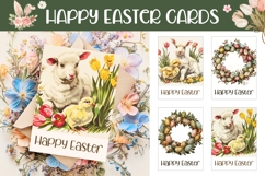 Happy Easter Card Template, Vintage Easter Wreath Card Product Image 1