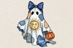 Celestial Patchwork Ghost Sublimation PNG, Boho Ghost Png. Product Image 1
