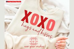 XOXO hugs and kisses year wishes Valentine Sleeve SVG Product Image 1
