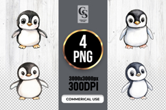 Cute Baby Penguin Watercolor Clipart Sublimation PNG Product Image 1