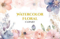Watercolor Decorative Flower Clipart PNG, Floral Clipart Product Image 1