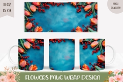 Spring Flowers Mug Wrap, Pink Tulips Mug Template Product Image 1