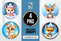 Winter Princess Fox Cartoon Clipart Sublimation PNG Product Image 1