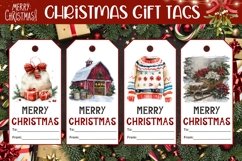 Watercolor Christmas Gift Tag Designs, Christmas Prints Product Image 1