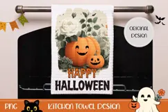 Happy Halloween Towel PNG, Halloween Pumpkin Sublimation Product Image 1