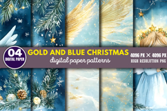 Gold and Blue Christmas Backgrounds Bundle PNG Product Image 2