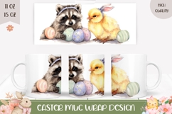 Easter Chick Mug Wrap Design, Cartoon Raccoon Mug Template Product Image 1