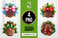 Pinecone Bow Floral Clipart Sublimation PNG Product Image 1