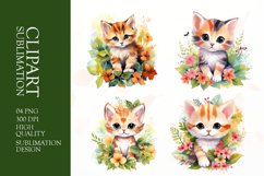 Watercolor cat clipart sublimation png Product Image 1
